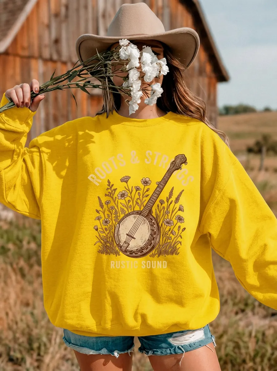 Banjo Women's Country Music Crew Neck Sweatshirt