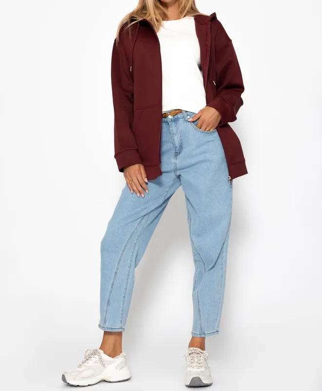Burgundy Relaxed Hooded Jacket