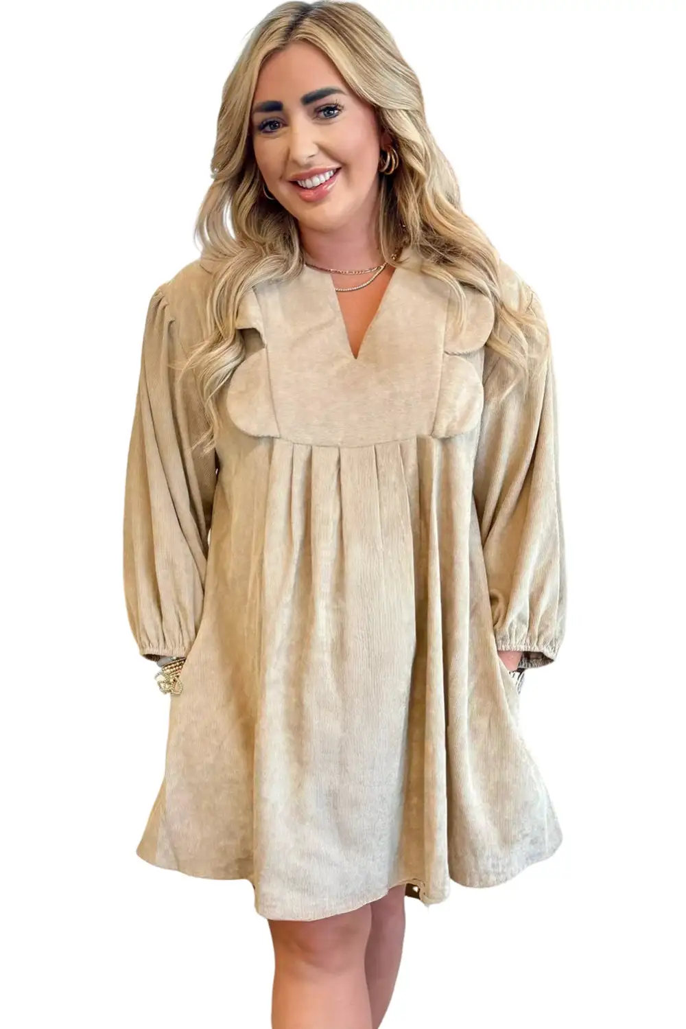 Split Neck Mini Dress