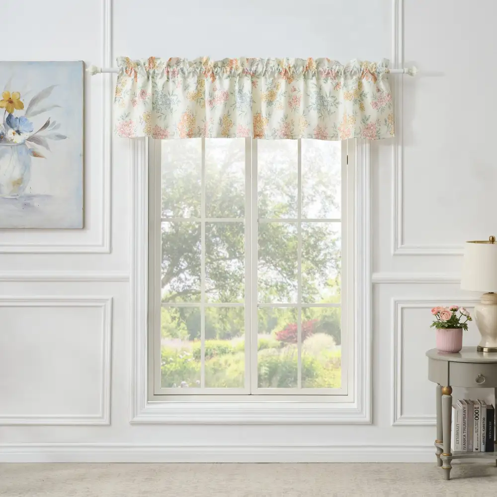 Semi-Sheer Microfiber Floral Rod-Pocket Valance