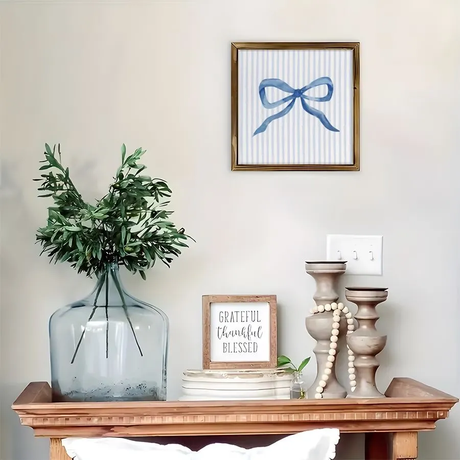 Watercolor Blue Bow Wall Art