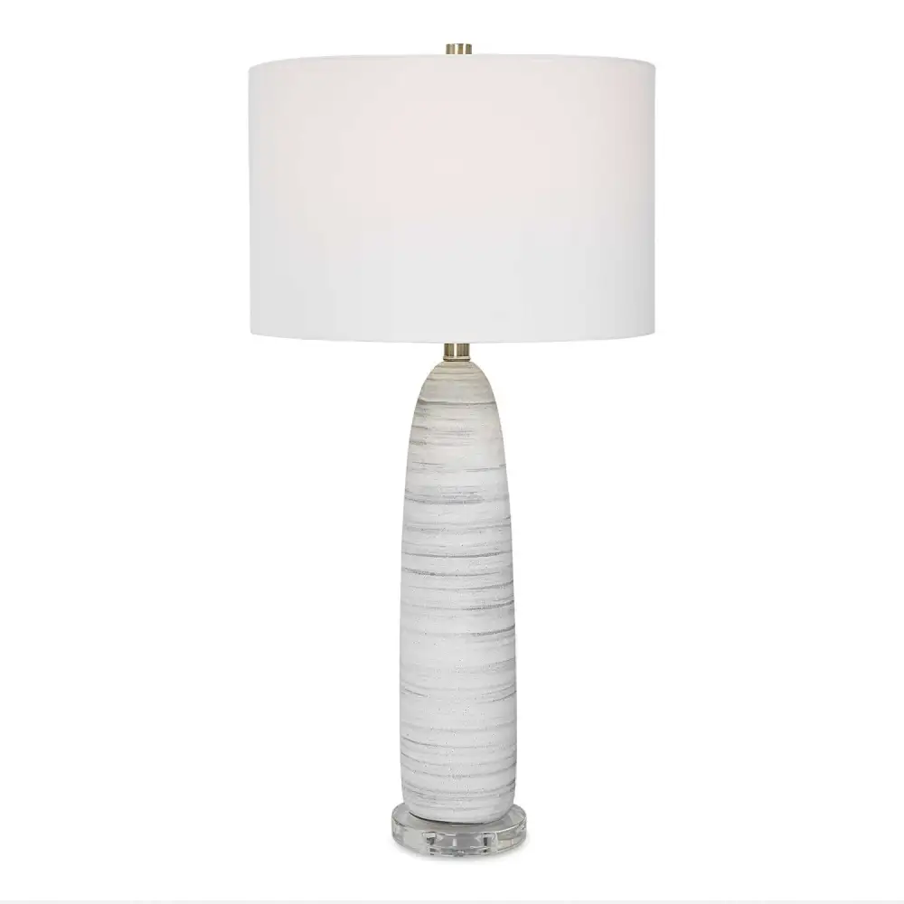 Glazed Drum Shade Ceramic Glass Crystal Table Lamp