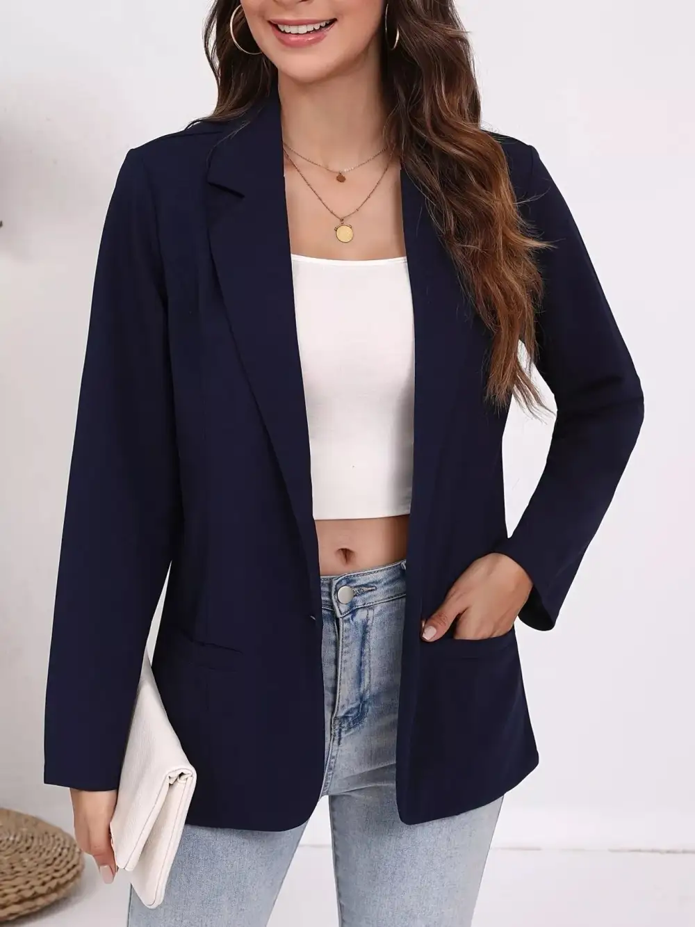 Plus Size Lapel Collar Single-Button
