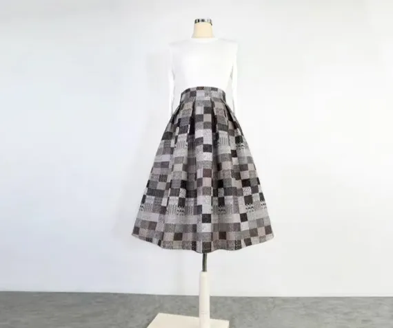 Balanced Clean Everyday Casual Checked Skirt