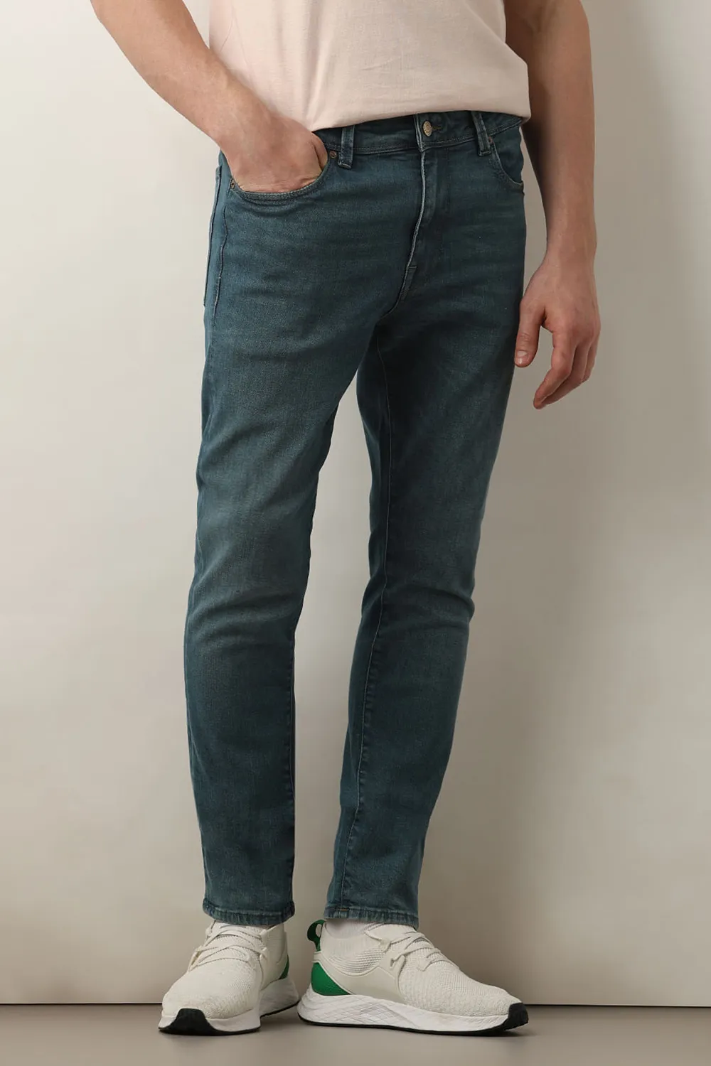 Blue Mid Rise Leon Slim Fit JEANS
