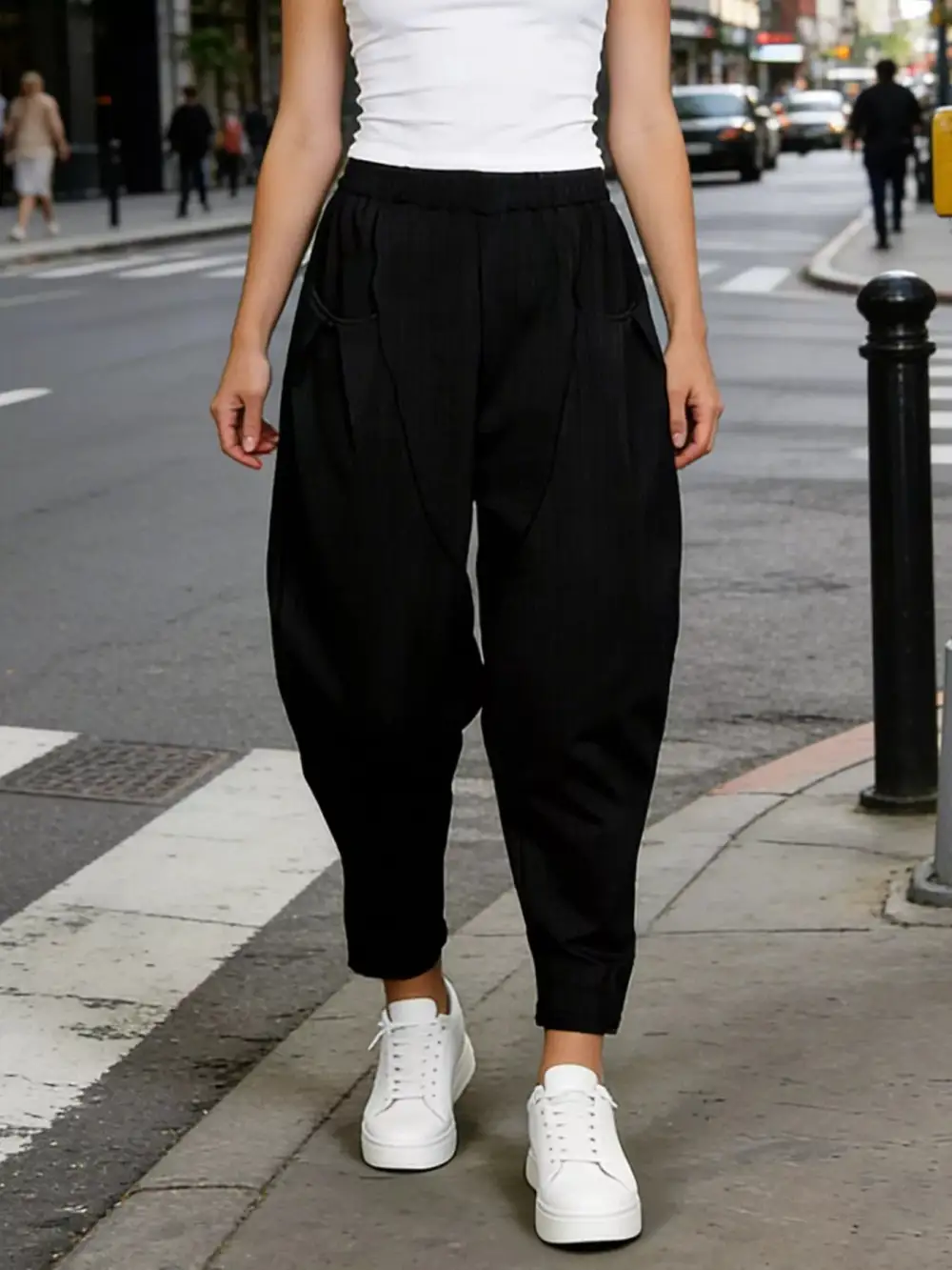 Plus Size Casual Elastic Waist Harem Pants