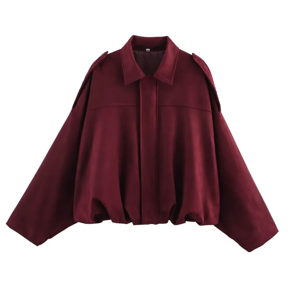 Cropped Suede Look Bomber Jacket