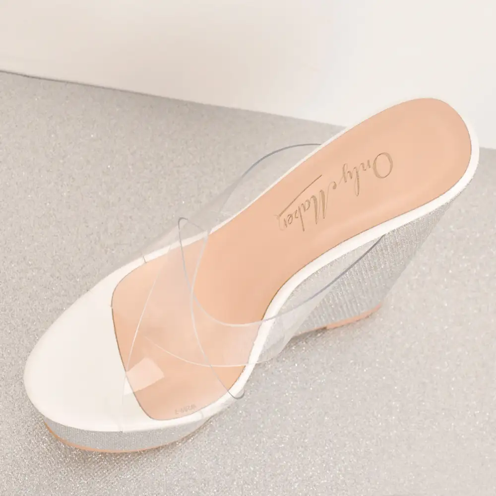 Crisscross Transparent Strap Wedge Heel Sandals