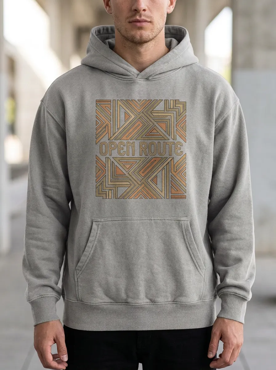 Relaxed Open Route Geometric Hoodie