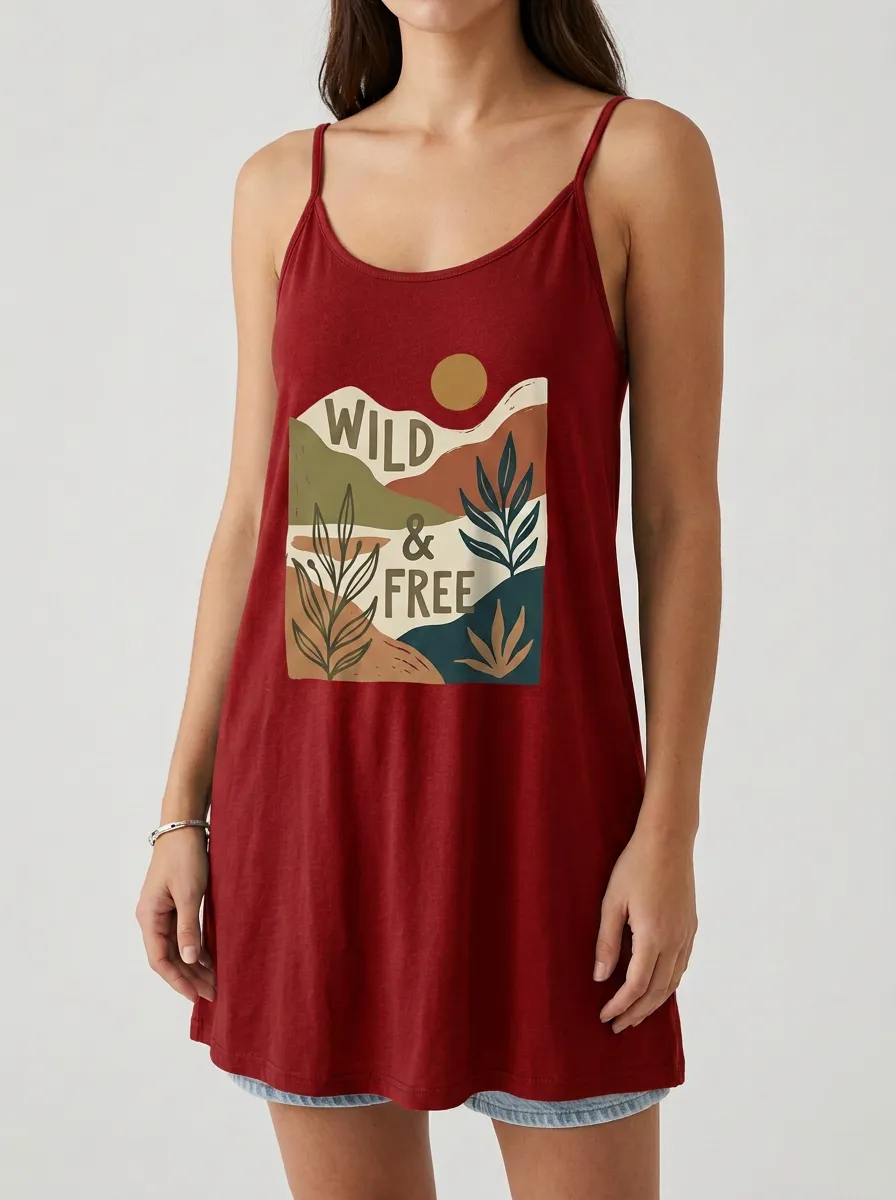 Women's Boho Nature Lover Wild & Free Botanical Printed Tank Top