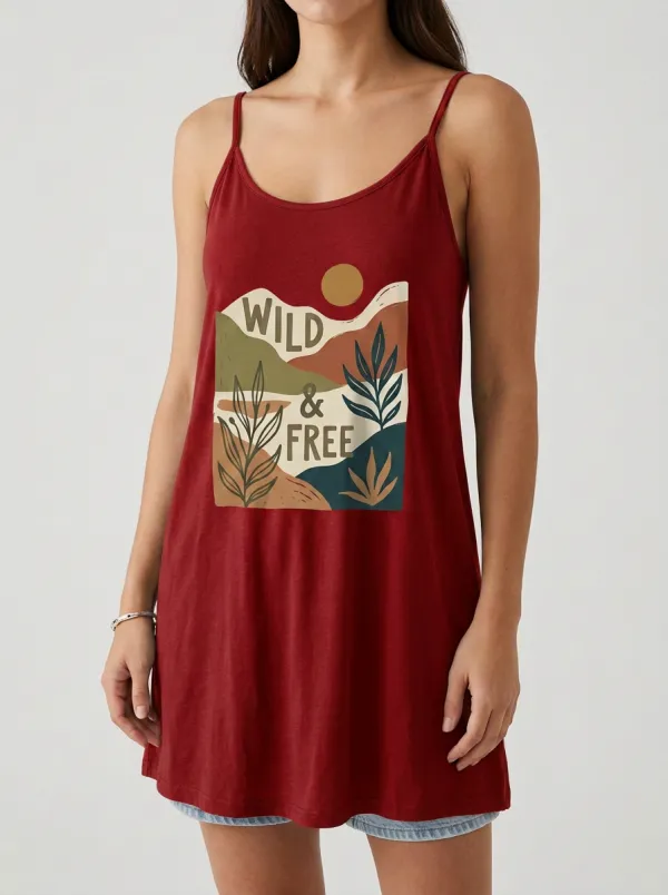 Women's Boho Nature Lover Wild & Free Botanical Printed Tank Top