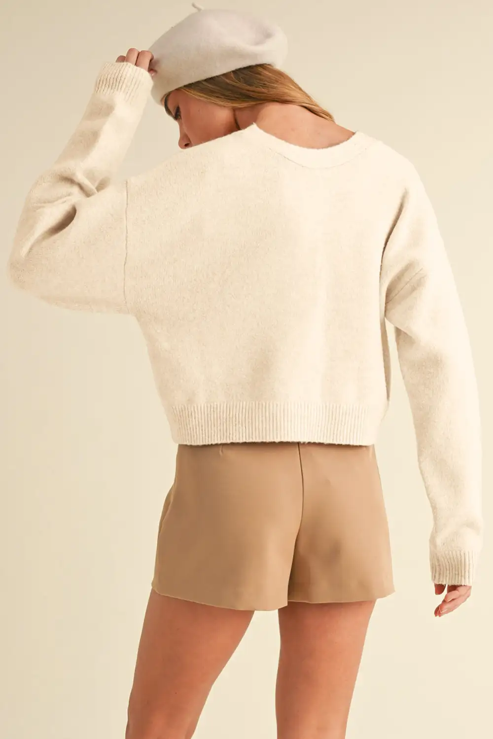 Bowknot Front Loose V Neck Knit Cardigan