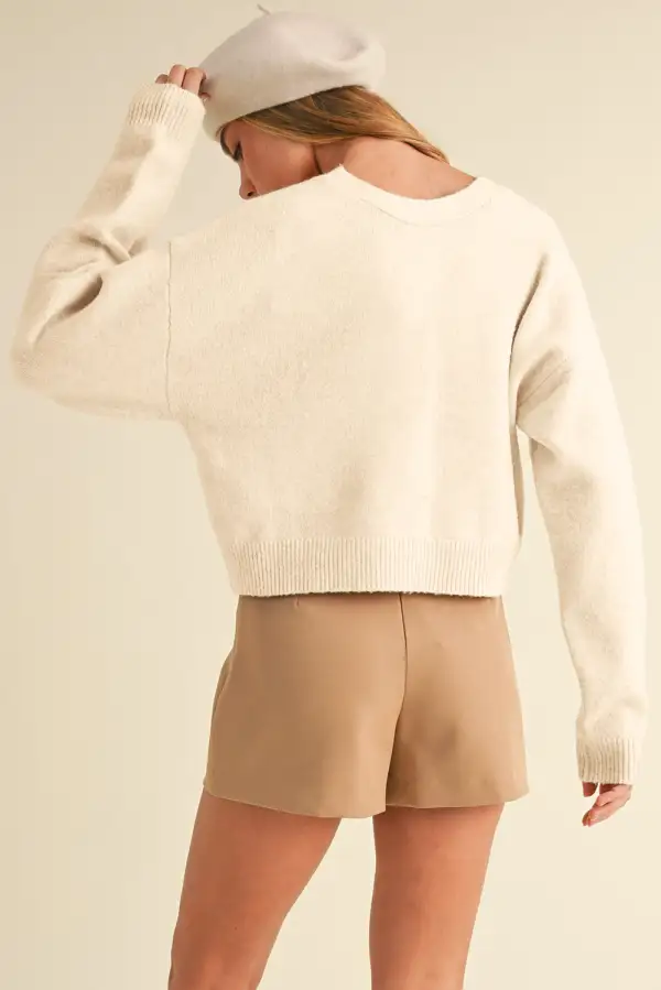 Bowknot Front Loose V Neck Knit Cardigan