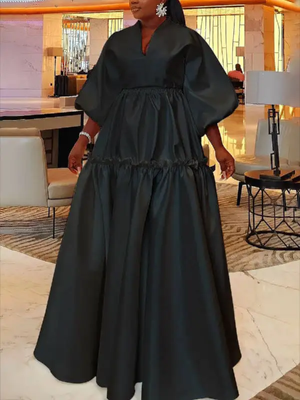 Falbala Neck Maxi Dress