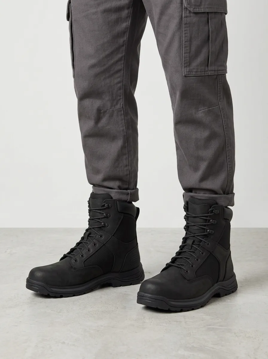 Unisex Everyday Tactical Leather Print Work Boots