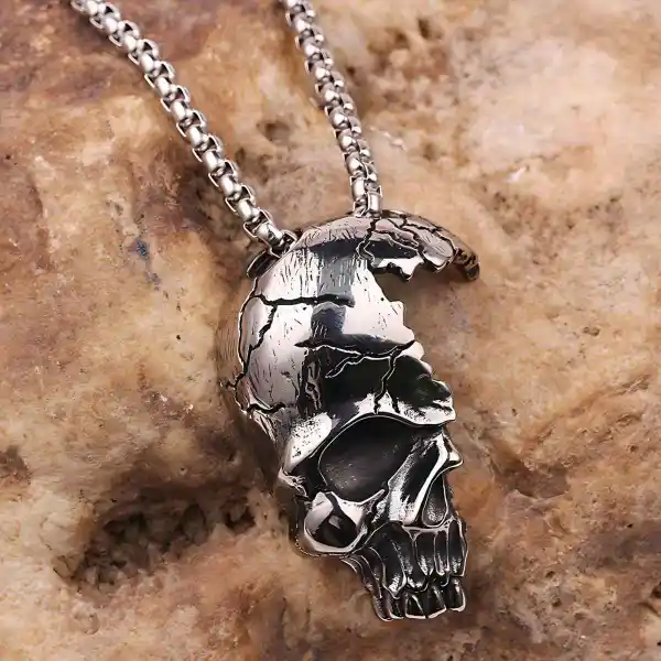 Men's Half Skull Head Necklace