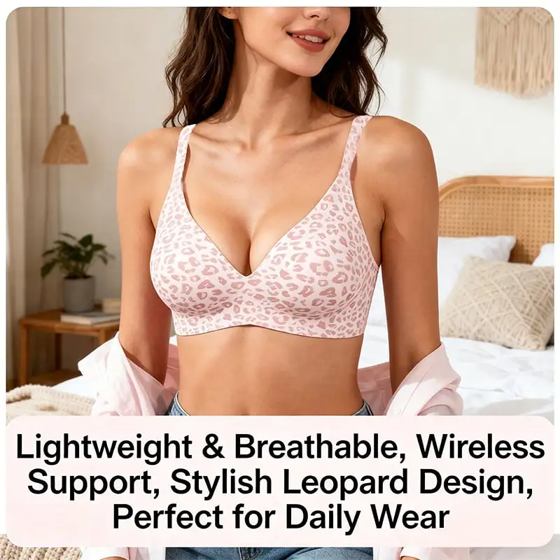 🏆 🔥Super Firming Leopard Print Jelly  Bra | Women Wirefree Bras 👍No More Sagging Breasts