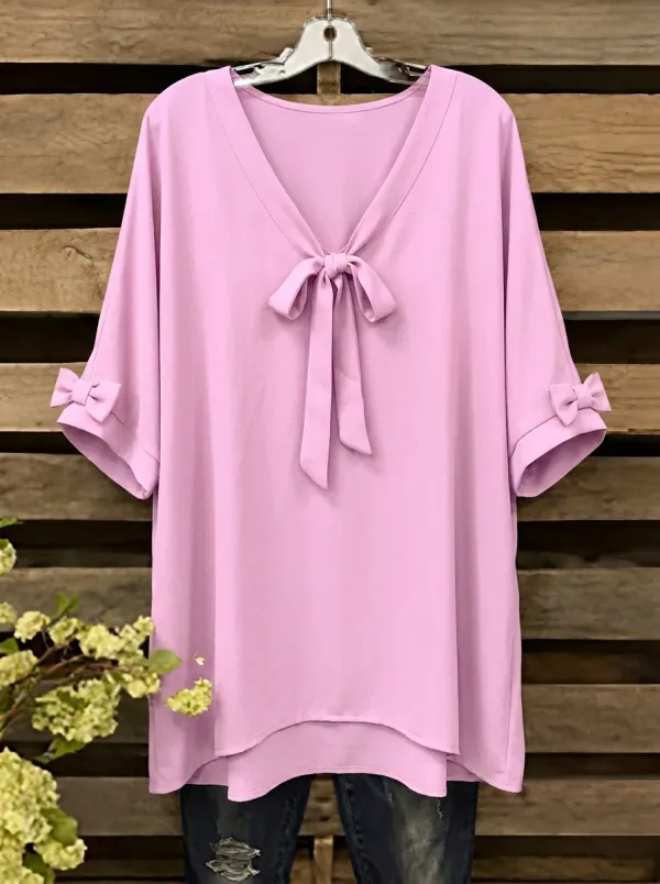 Women's V-neck Bow-front Bow-detail Blouse