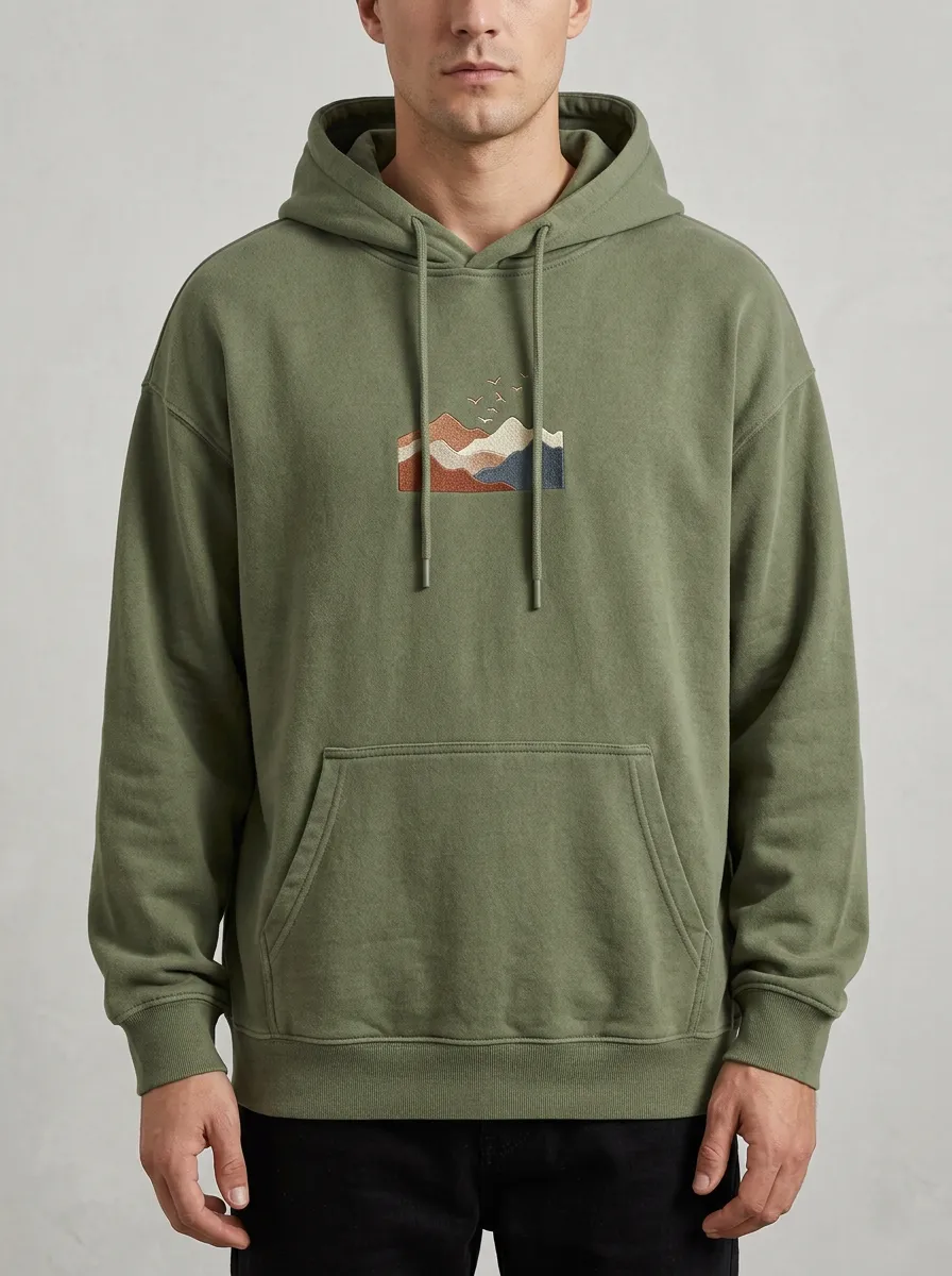 Men's Nature Lover Mountain Birds Print Hoodie