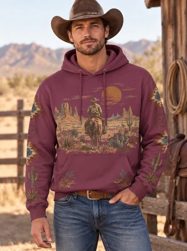 High Desert Desert Sunset Sun Rodeo Style Men's Western Sweatshirt