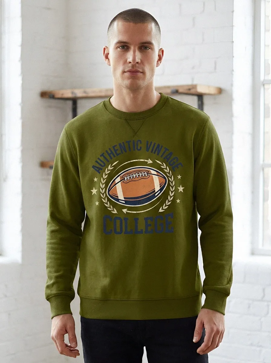 Men's American Football Vintage College Graphic Sweatshirt