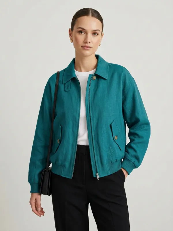 Women's Minimalist Pine Branch Embroidered Jacket