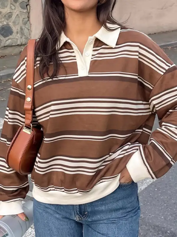 Modern Drop Shoulder Striped Sweatshirt