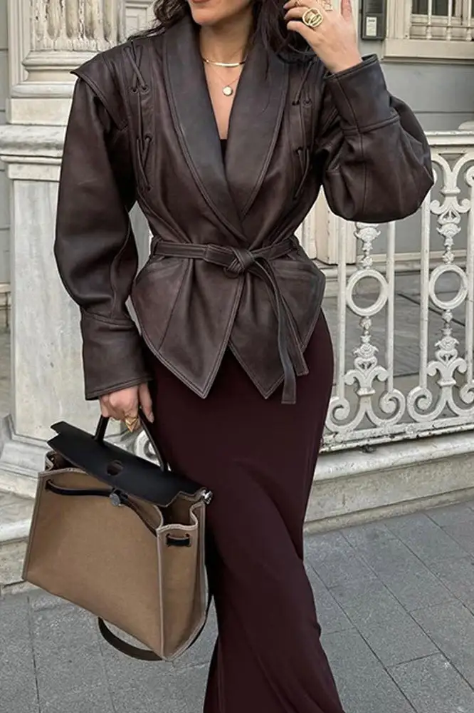 Lace-Up Leather Lace Jacket