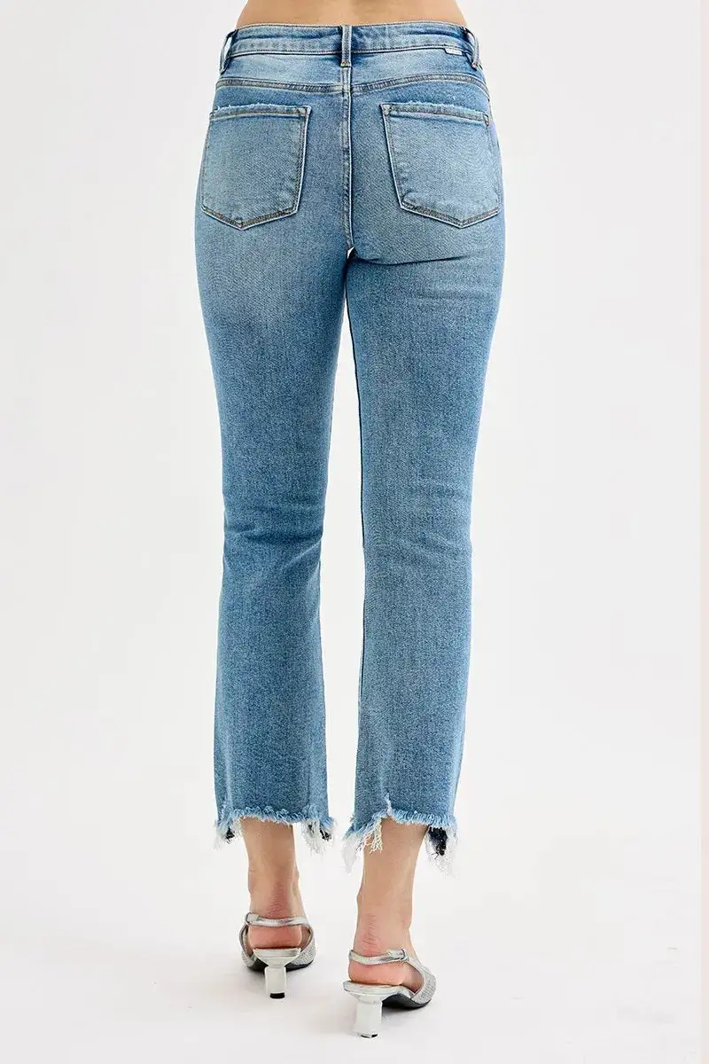 Full Size High Rise Crop Straight Slim Jeans Plus Size