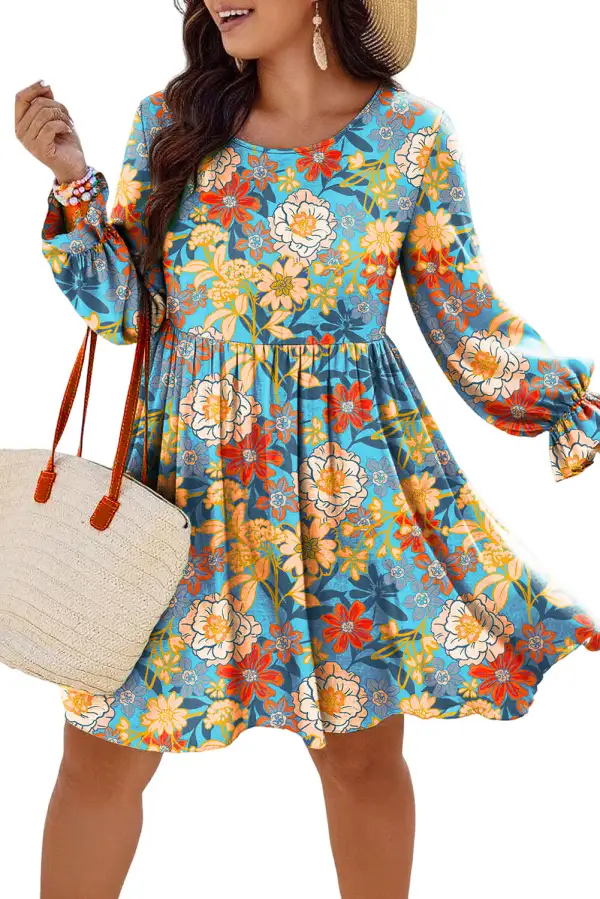 Floral Ruffle Long Sleeve Mini Dress
