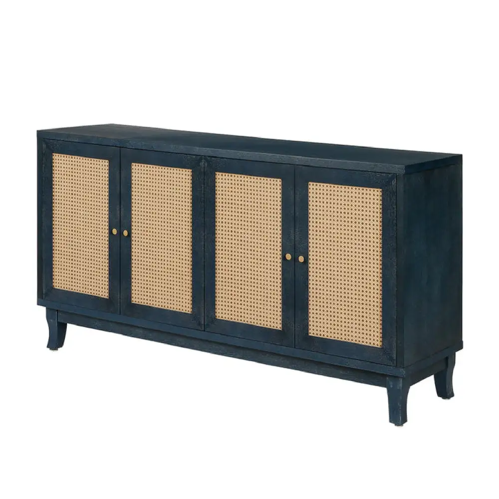 Rattan Four-Door Storage Sideboard Cabinet