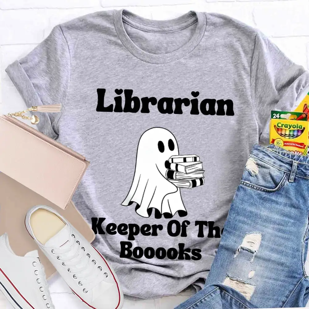 Librarian Keeper Of The Booooks Funny Halloween Spooky Librarian T-Shirt