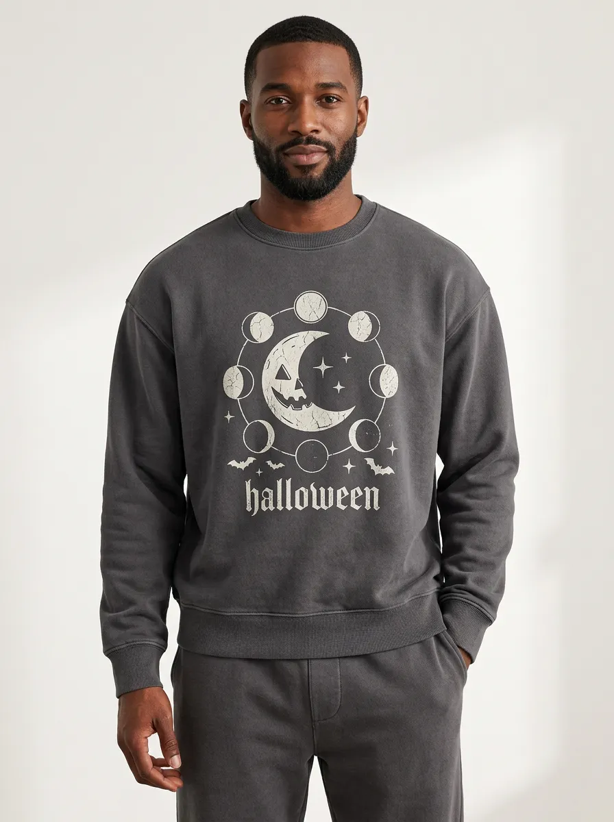 Men's Halloween Moon Phase Pumpkin Sweatshirt