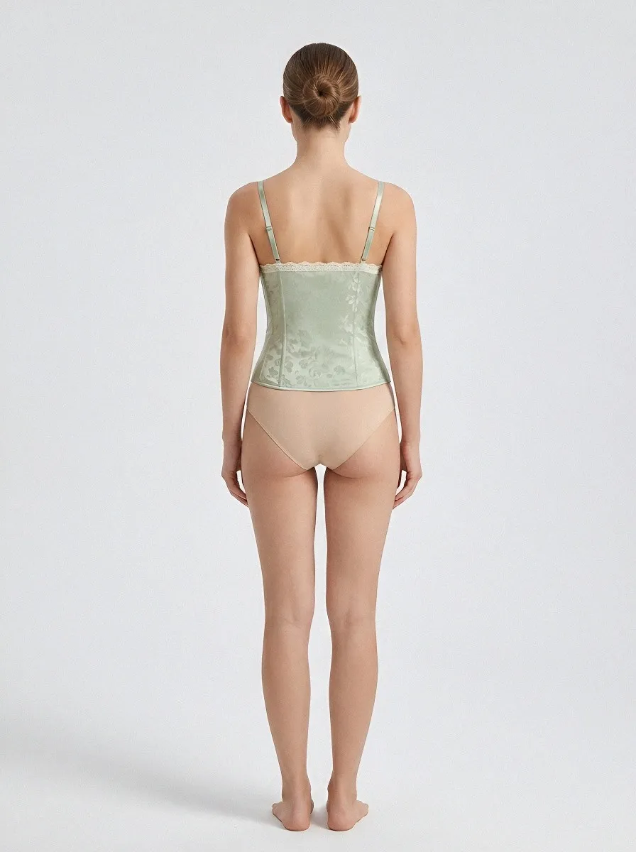 Jacquard Lace-Trim Women's Corset Top