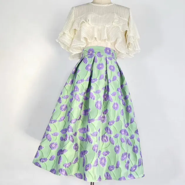 Simple Resort Everyday Casual Embroidered Skirt