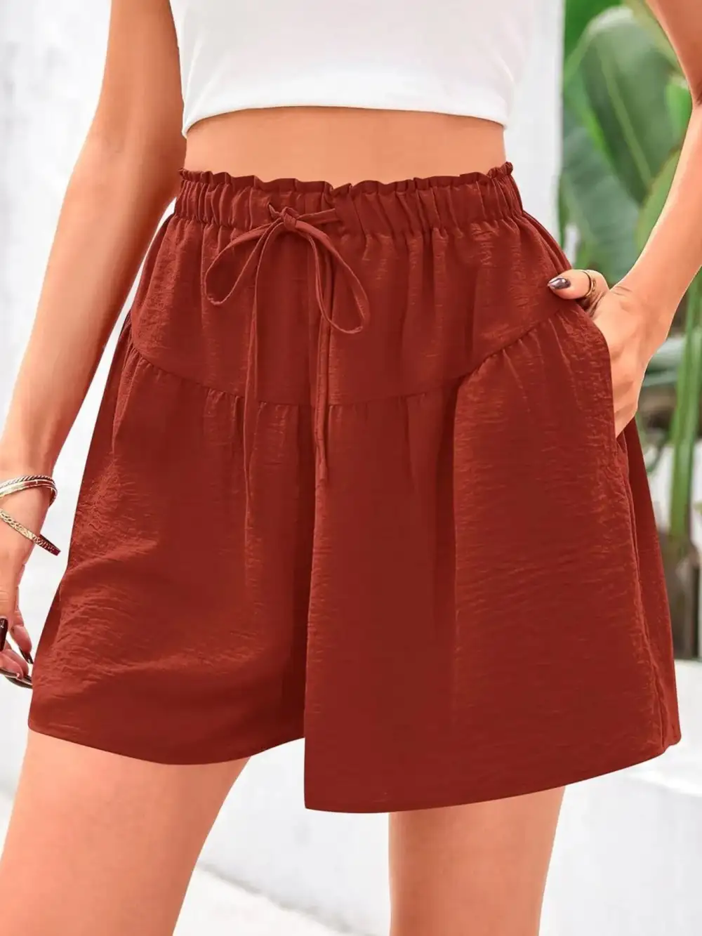 Pull On Drawstring Waist Shorts
