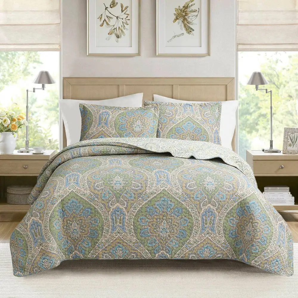 Cotton Floral Paisley Damask Quilt Bedding Set