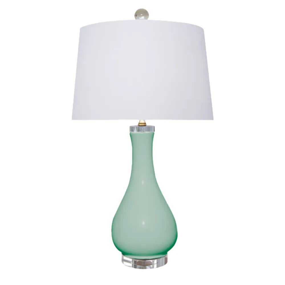 Teardrop Porcelain Drum-Shade Table Lamp