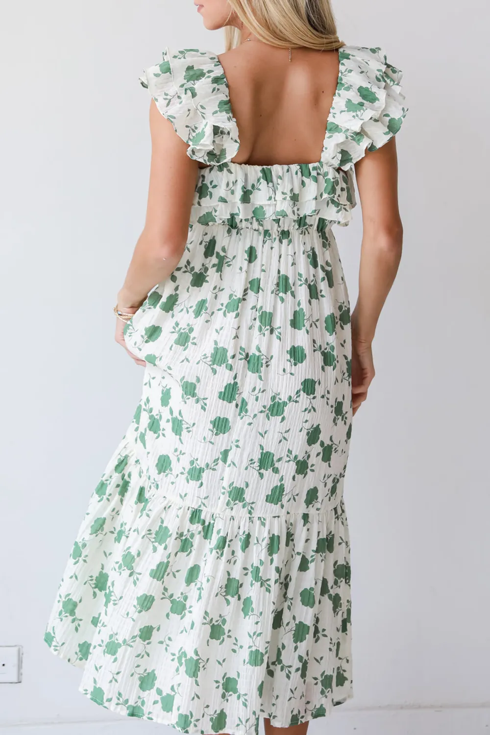 Green Floral Midi Dress