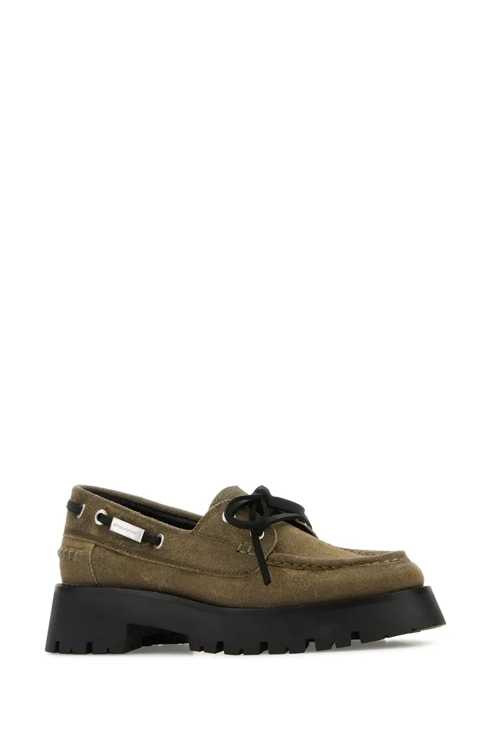 Lace Detail Lug Sole Suede Loafers