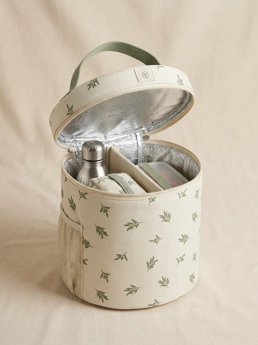 Botanical Leaf Pattern Insulated Printed Lunch Bag