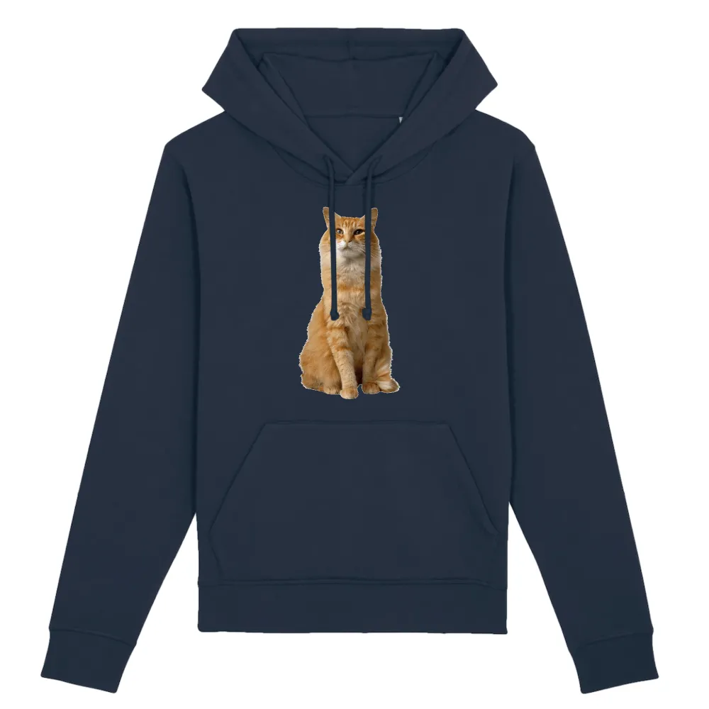 Orange Cat Graphic Pullover Hoodie
