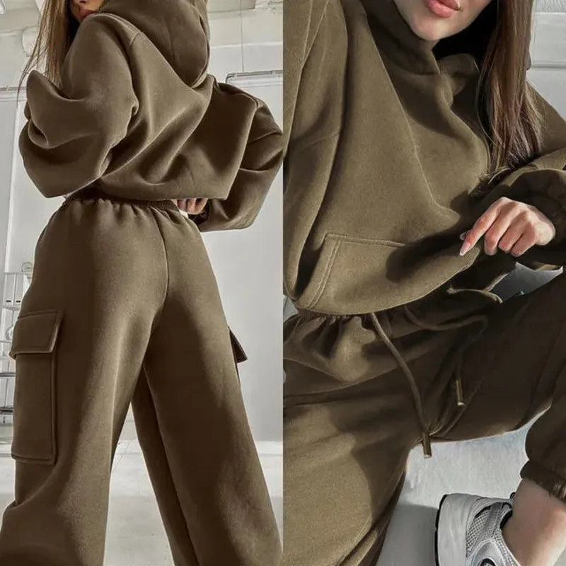Cargo Pocket Hoodie and Joggers Set