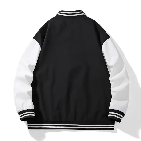 Everyday Varsity Snap Front Ribbed Trim Bomber Jacket