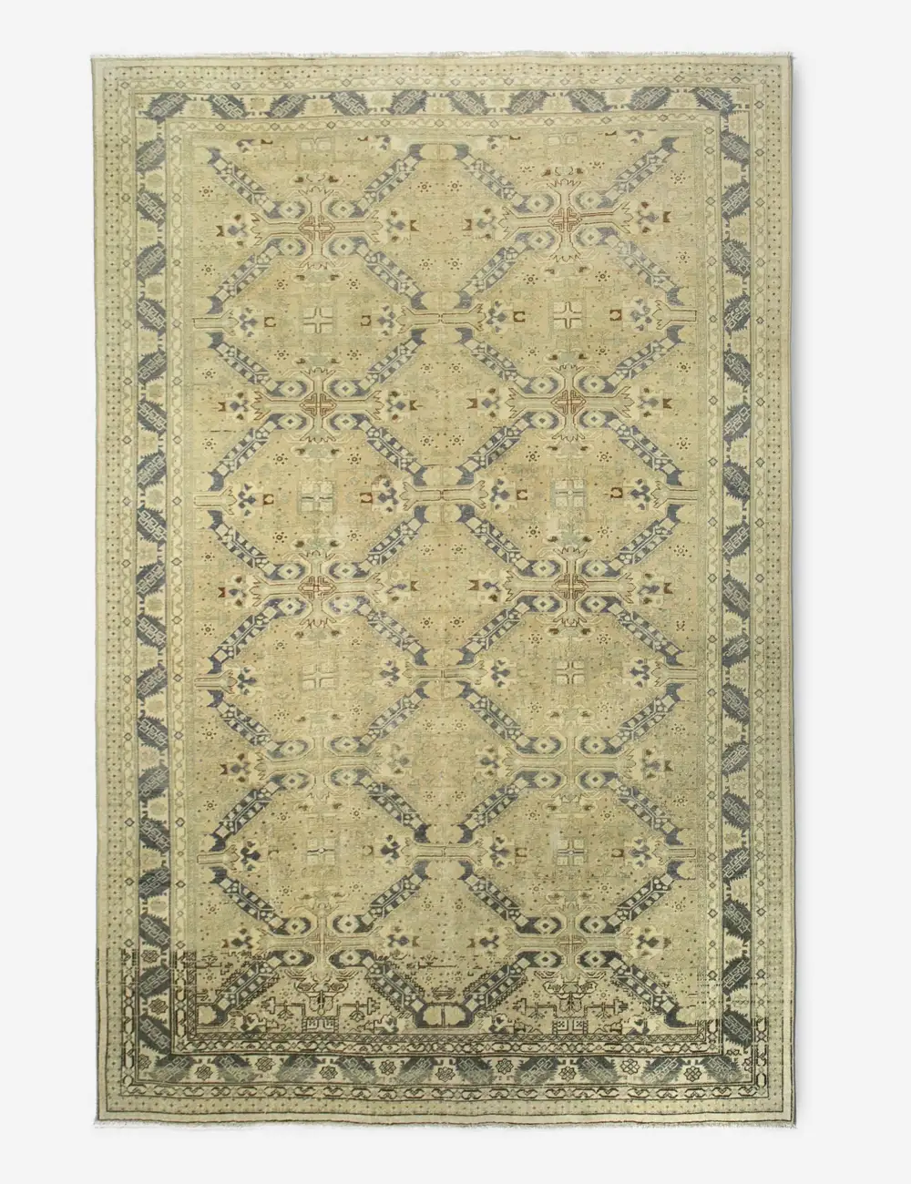 Vintage Inspired Artisan Turkish Inspired Hand Knotted Wool Area Rug