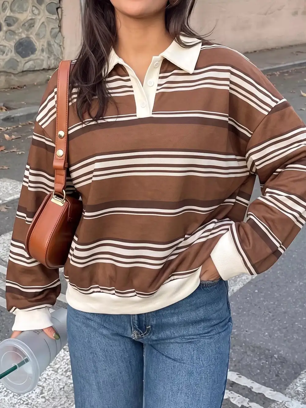 Modern Drop Shoulder Striped Sweatshirt