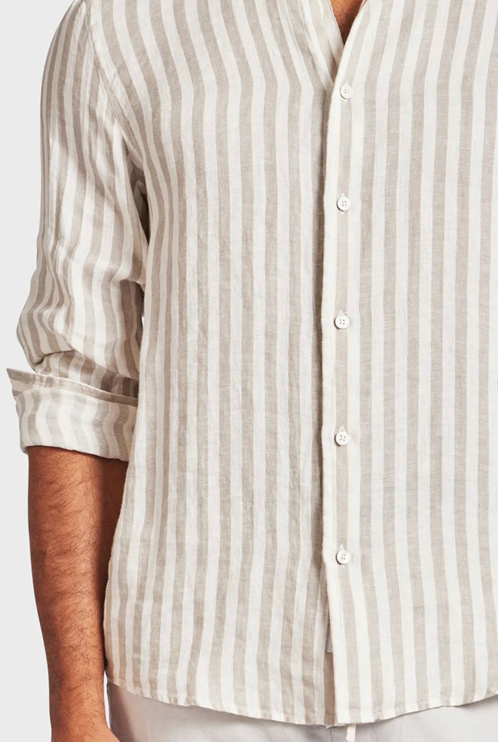 Vertical Stripe Cotton Casual Button Down Shirt