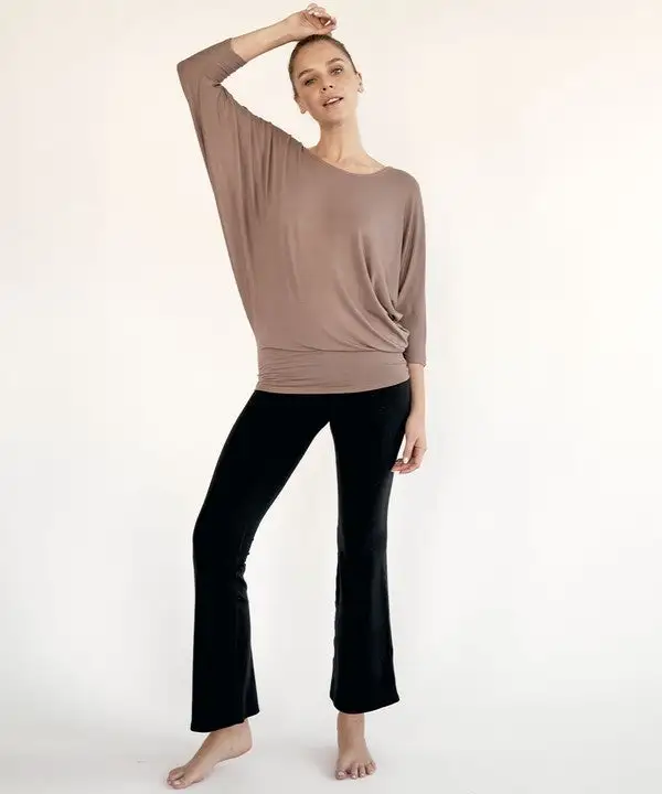 Bamboo Side Ruched Dolman Top