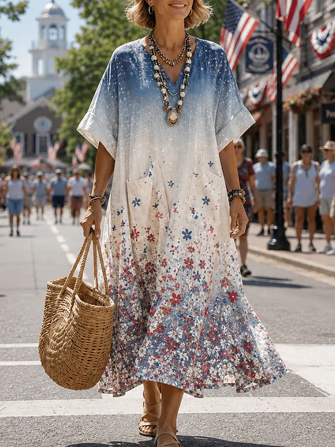 Women's USA 250th Anniversary Art Print Casual Dress