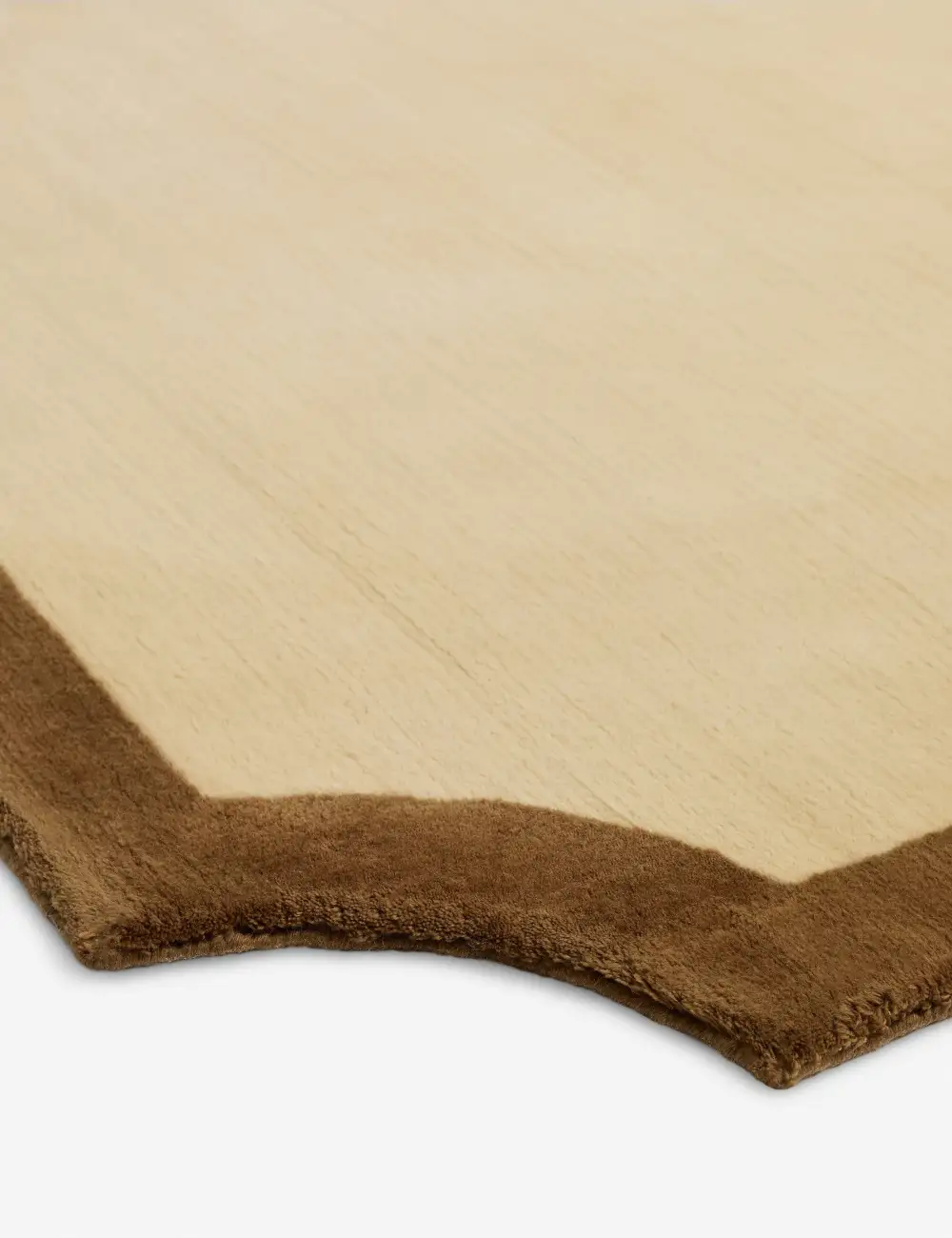 Scalloped Bordered Textured Hand Loomed Wool Area Rug